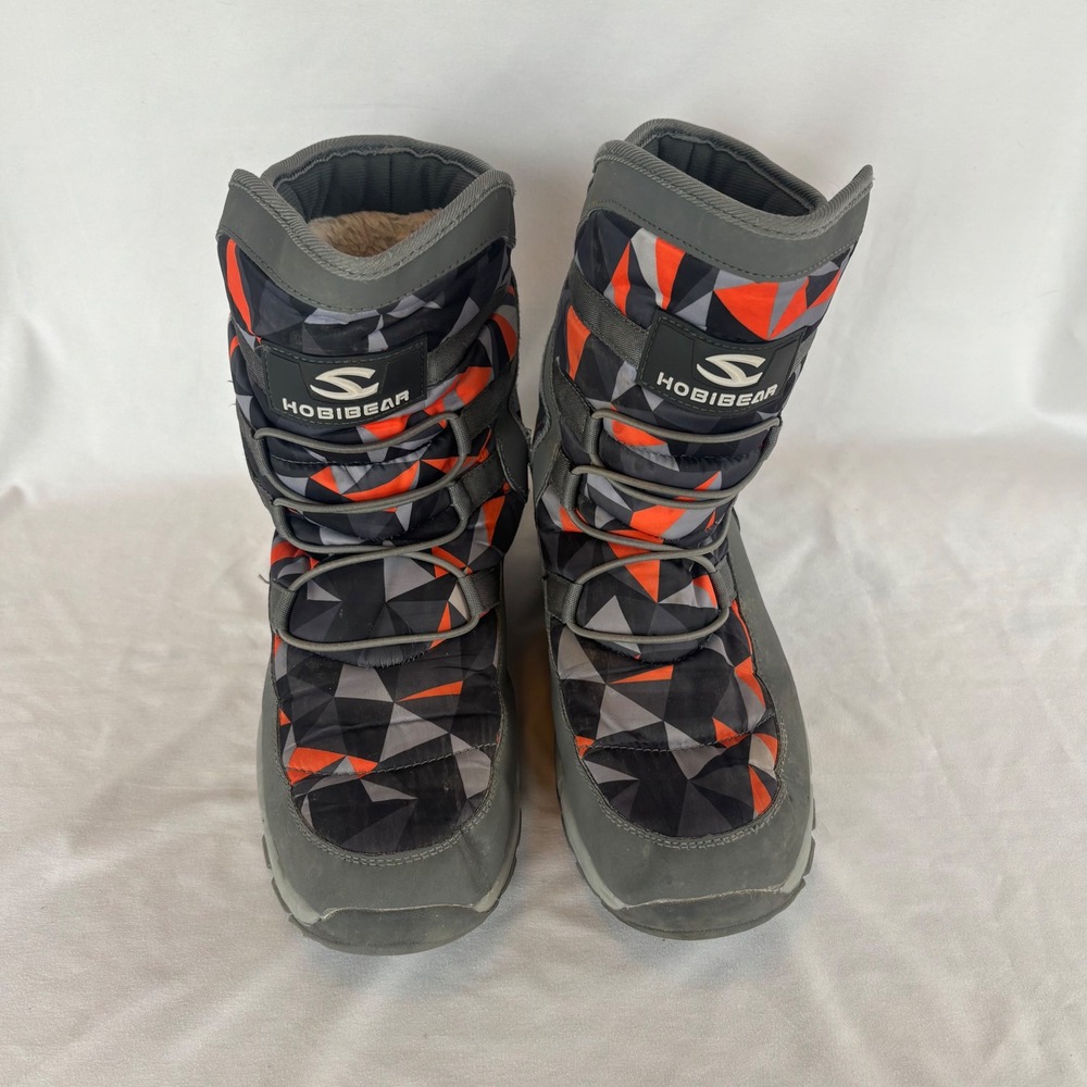Hobibear Winter Snow Boots Grey Orange Geometric Faux Fur Lined AW3771 Kids 7 39